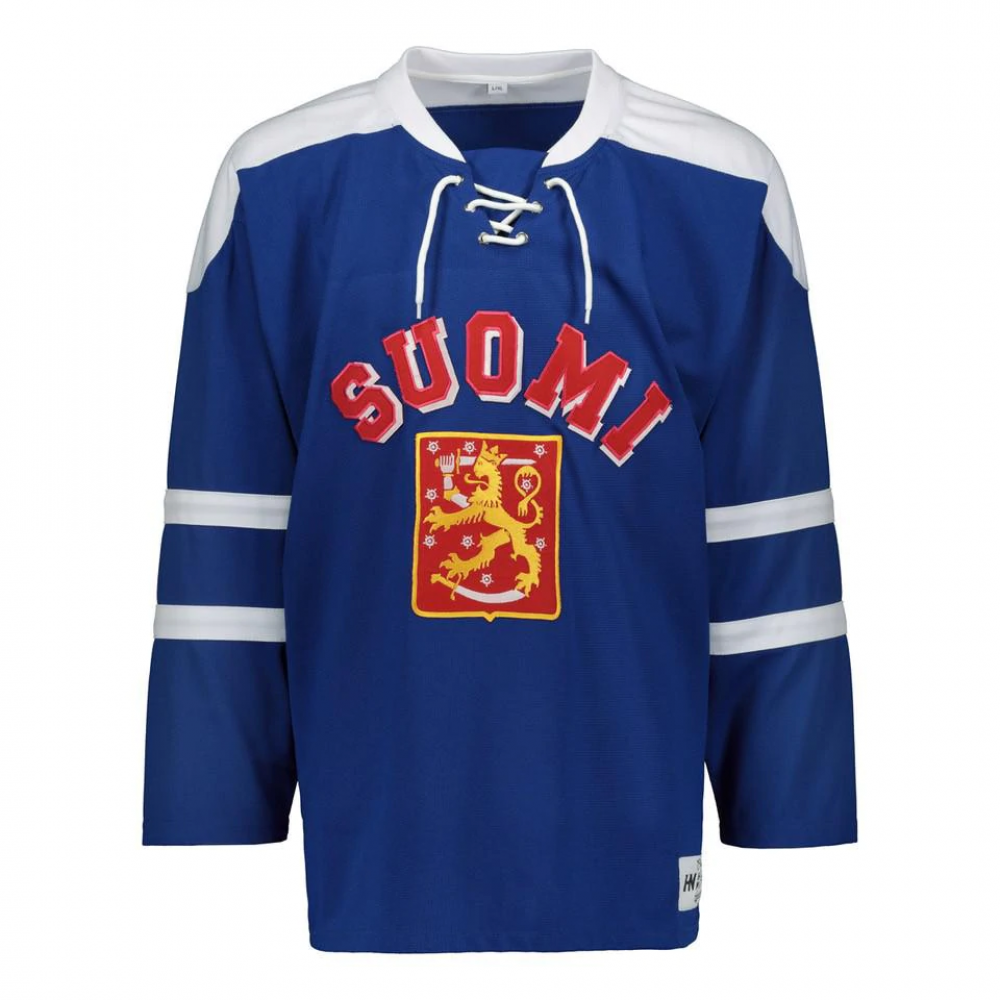 Suomi Hockey Nation sininen fanipaita retro logo SR-XXL - Kiekkobussi -  Kierrätä ja säästä