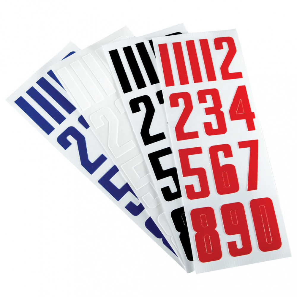 Bauer helmet number sticker, 3 sheets, red