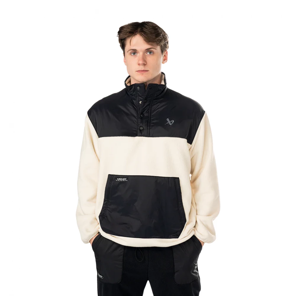 S25 BAUER POLAR FLEECE 1/2 ZIP-BLK/CRM TAKKI SR-L 